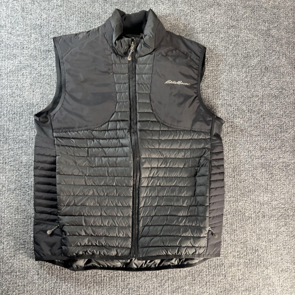 Eddie Bauer Vest Mens Medium Black Quilted Insulated Full Zip Sportshop Outdoor